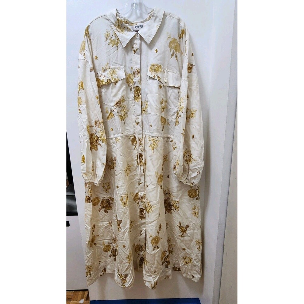 Woolrich Target Floral print utility midi dress button Front long sleeve plus 2X